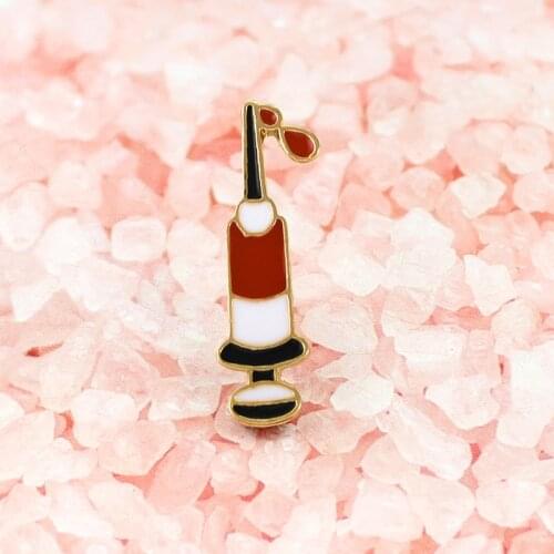 Fashion Syringe Equipment Enamel Brooch Syringe Doctor Nurse Lapel pin Medical school Medical graduation RN gift NP Jewelry