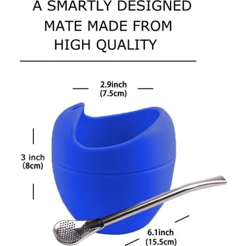 8oz Silicone Bombillas Cup Set Tea Cup With Straw