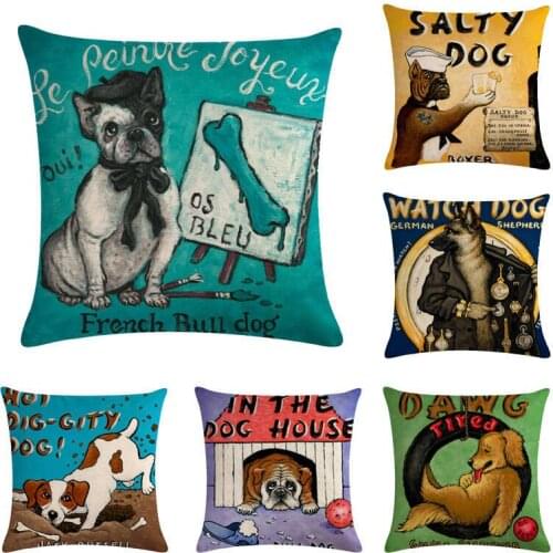 Animal Dog Cushion Cover Corgi Pug Pillow Case French Bulldog Chihuahua Pillow Case Covers Home Decorative 45x45cm Throw Pillow