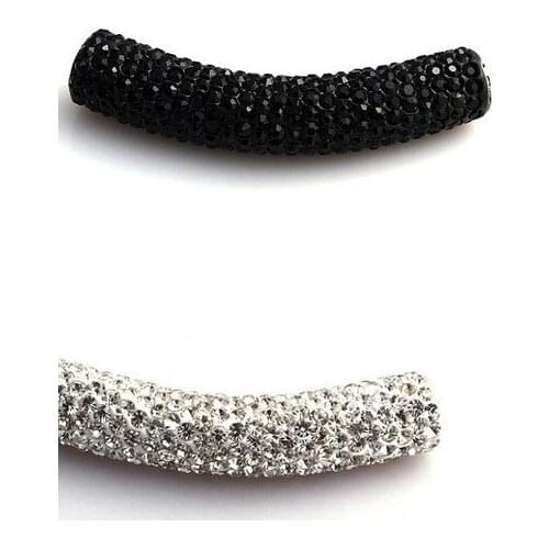 Ur34 5*1mm black white mixed Tube beads Disco Ball Pave Women Bracelet jewelry wholesale crystal