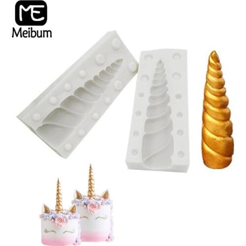 Meibum New Unicorn Horse Horn Shape Silicone Upper And Lower Mold Cake Decorating Mould Fondant Chocolate Non Stick Baking Tools