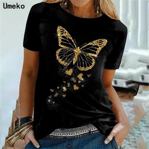 2021 New Fashion Cool Fashion Women T-shirt Butterfly Printing Summer Short Sleeve T-shirt Male Casual Top Plus Size S-5XL