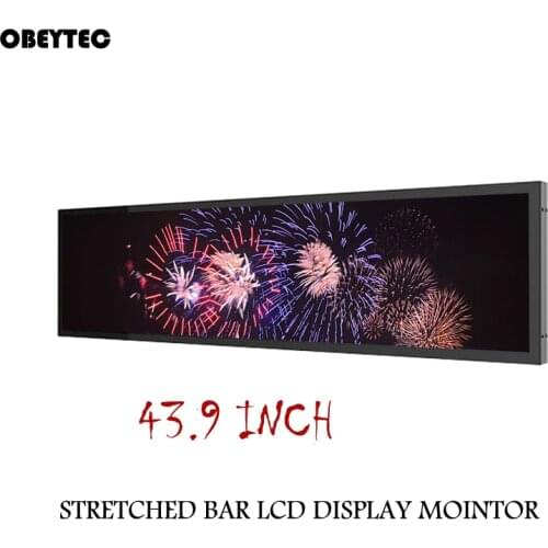 OB439PTK5 43.9 inch Stretched ultra bar display monitor, 1920x540, AA 1073.78*302mm, OA 1116*340*52mm