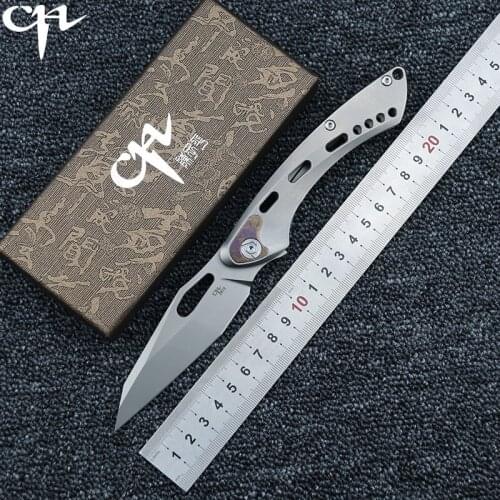 CH MARSHAL Survival Hunting Knives S35VN Blade Flipper TC4 Titanium Handle Folding Pocket Knife for Camping and EDC
