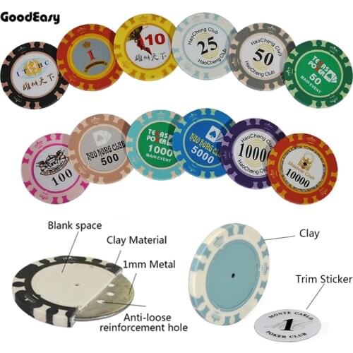 Customize Crown Clay Poker Chip Sets with Design logo and denomination by yourself Anti-fake Chips Cerarmic Chip Poker Game Coin