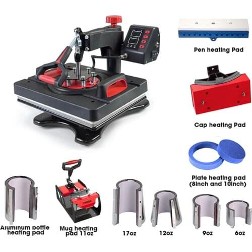 Portable Combo Multifunctional Sublimation Heat Press Machine T shirt Thermal Heat Transfer Printer for Mug Clothes Cap Plate