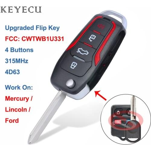 Keyecu Upgraded Flip Remote Key Fob for Ford Explorer Focus Edge Escape Ranger Mustang Flex for Mercury for Lincoln CWTWB1U331