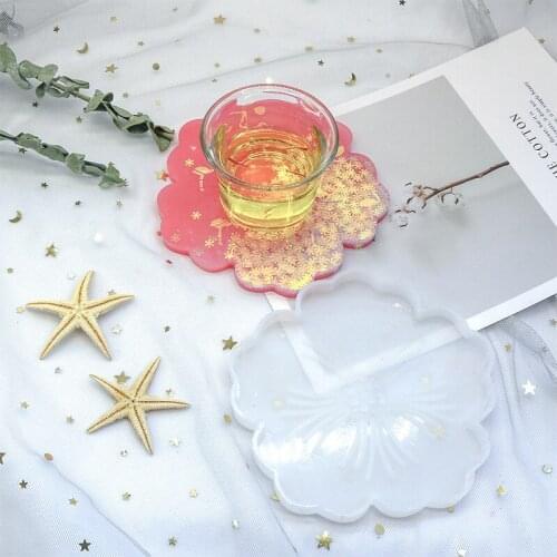 Crystal Epoxy Flower Tea Tray Mold Coaster Handmade Cherry Blossom Tray Resin Silicone Jewelry Decoration Set Diy