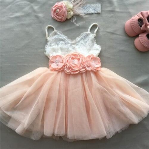 Vintage Girls Lace Dress for Kids Toddler Baby Xmas Dress for Toddler Princess Party Vestido with Flower Sashes Headband Set