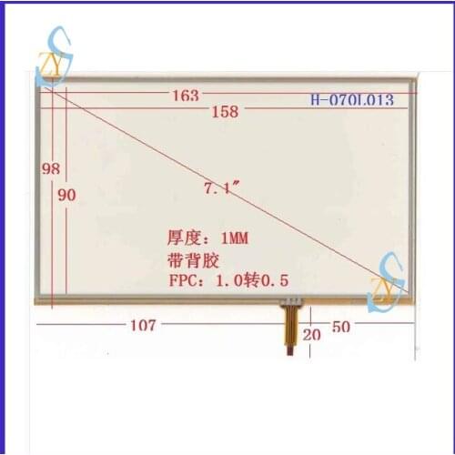 ZhiYuSun H-070L013 4 wire 7inch TOUCH SCREEN 163mm*98mm for gps glass sensor touch width 98mm length 163mm the cable2.5mm