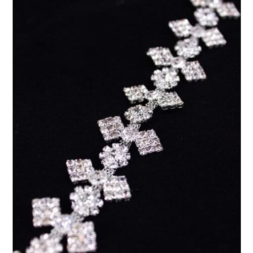 10Yards Exquisite Silver Gold Chain Glass Rhinestone Brass Trim Bling Bling Crafts Wedding Decoration