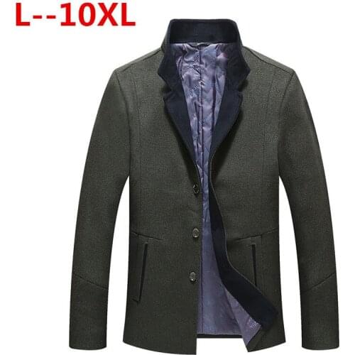 10XL 9XL 8X autumn and winter new fashion business casual Slim collar wool coat Mens long cotton collar collar trench coat