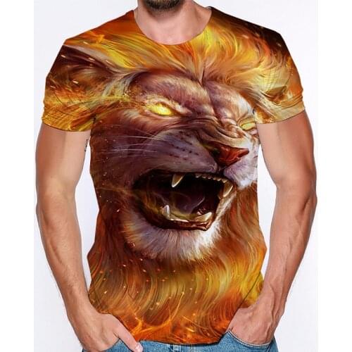 2021 Lion T Shirt Color Printing Men Women Tee Tops Fashion Lion pattern O-neck Pullover 3D T-shirt Tshirt Summer Camiseta
