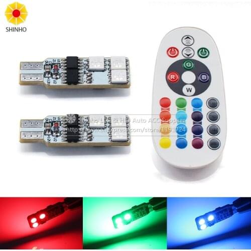 2x 5050 SMD RGB T10 194 168 W5W Car Reading Wedge Light Lamp 6 LED 16 Colors LED Bulb With 24keys Remote Controller Flash/Strobe