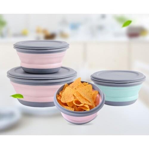 3Pcs/Set Portable Folding Lunch Bowl Foldable Salad Bowl Picnic Camping Naturehike Cooking Tourism Silicone Folding Bowl