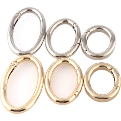 30-50mm Silver oval spring o ring Round spring Ring Gate Oval push Snap Hook Gate O Ring Spring Clip buckle For Lanyard backpack