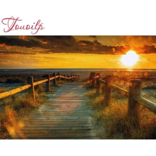 TOUOILP Daimond Painting"Sunset Wooden bridge "3D 5d Diamond Painting Round/Square Rhinestones Diamant Painting Embroidery