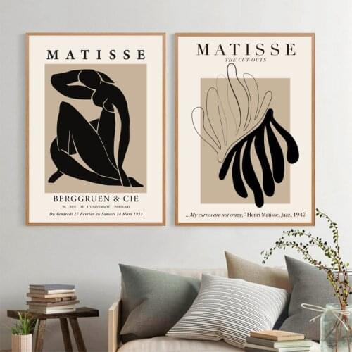 Henri Matisse Abstract Painting Minimal Illustration Wall Art Canvas Prints Vintage Poster Beige Wall Pictures Home Decor