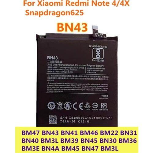 High quality BM47 BN43 BN41 BM46 BM22 BN31 BM3L BM3E BM45 BN47 BN48 Battery For Xiaomi Redmi phone Replacment