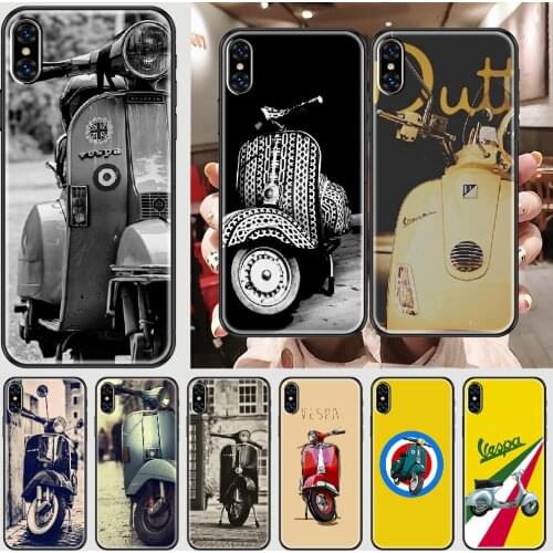 Vespa Scooter Motorcycle Phone Case Cover Hull For iphone 5 5s se 2 6 6s 7 8 12 mini plus X XS XR 11 PRO MAX black 3D funda tpu