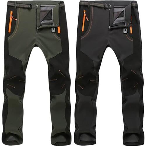 Cofekate Men Pants Casual Zipper Long Pants Autumn Winter Patchwork Pocket Straight Climbing Trousers Plus Size Slim Cargo Pants