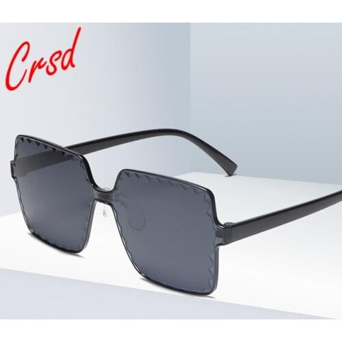 CRSD 2020 Women Brand Design Rimless Female Gradient Glasses Oversized Retro Large Square Sunglasses Women Goggles Sun Glasses