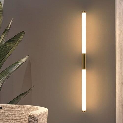 Long Led Wall Lamp Modern Gold Tube Pipe Wall Sconce Bedroom Bathroom Light Fixtures Mirror Lights Bedside Wall Lamp Home Decor