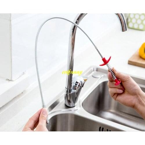 300pcs/lot Fast shipping 60cm Wire Strip Drainage Pipe Sewer Clean Hook Pipeline Dredge Device Kitchen Toilet tool