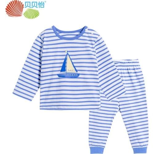 Bornbay 2 Pieces baby clothes set cartoon fishing printing long sleeve t-shirt+pants suit cotton pajamas for kids clothes unisex