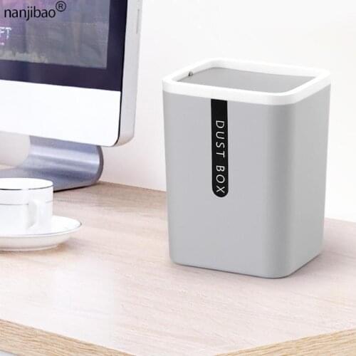 Nanjibao Creative Tabletop Plastic Waste Bin with Lid Mini Desktop Trash Can Countertop Garbage Basket Trashbox Home Office Desk