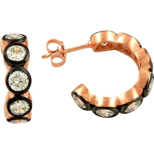 KUTAYDAN 4mm Zirconia stone Pen Small Hoop Earrings 925 Sterling Silver