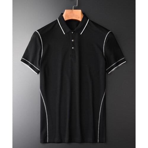 Mignlu Mercerization Pique Mens Luxury Turn-down Collar Short Sleeve Men T-shirts Plus Size 4xl Summer Slim Fit Man Tee