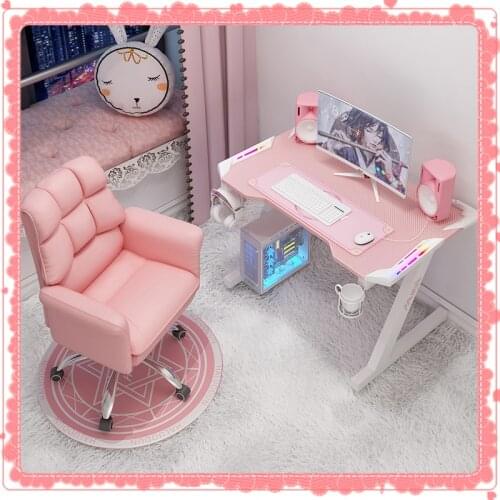 Pink cute gaming table computer desktop table game home broadcast table and chair set combination net red desk