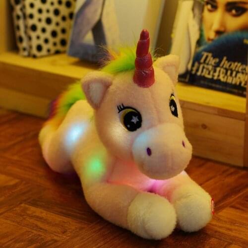 Cute Glowing LED Light Unicorn Plush Doll Toys Lovely Luminous Stuffed Animal Unicorn Pillow Stuffed for Children Kids Gifts