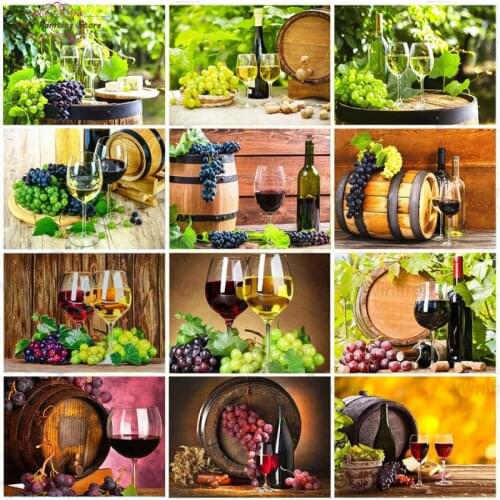 Wine Art DIY 5D Diamond Painting Full Square Round Drill Cross Stitch Kit Grape Drink Diamond Embroidery Home Decor Dining Room