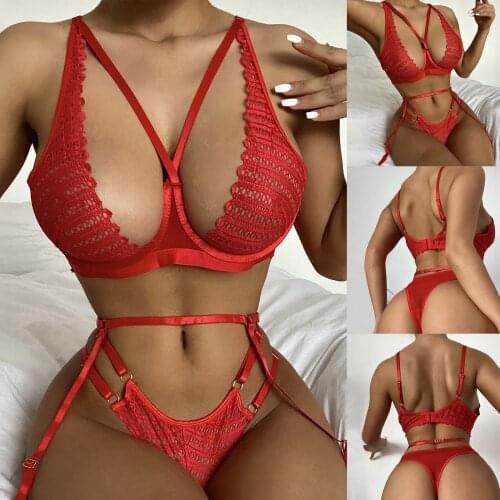 New Sexy Fashion Women Sexy Underwear Lace Lingerie Underwear Sleepwear Steel Ring Pajamas Garter lenceria sensual mujer