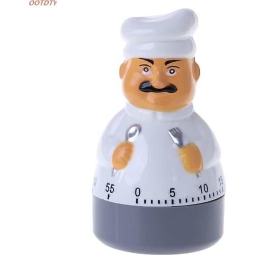 OOTDTY Cartoon Chef Timer Cooking Mechanical Alarm Sleep Reminder Clocks Kitchen Supply