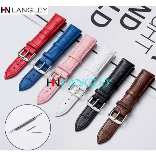 Full Size General Leather Watch Bands Six Color 10/12/13/14/15/16/17/18/19/20//22/24 mm Size Replacement Watch Strap With Tool