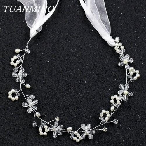 Pearl Rhinestone Flower Bride Headband Women Accessories Summer Wedding Bride Hair Headpiece Headband For Girl