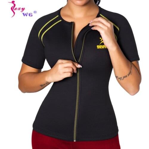 SEXYWG Slimming Short Sleeve Workout Tops Women Sauna Sweat Body Shaper Fitness Neoprene Suit Waist Trainer Shapewear Yoga Shirt