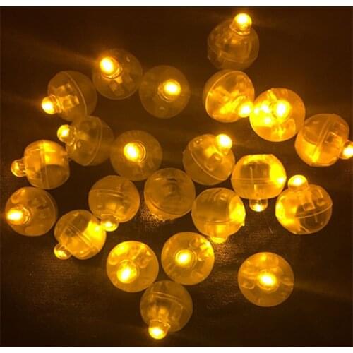 50x Round Shape Yellow LED Balloon Light Mini Ball Balloon Lamp For Paper Lantern Wedding Christmas Party Floral Decoration