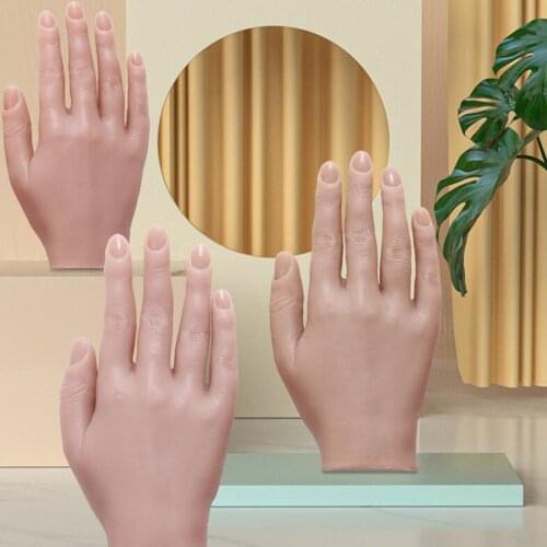 Silicone Training Practice Hand Mannequin Model Flexible Nail Practice Hands Flexible Fake Acrylic Hand 100pcs False Nail Tips