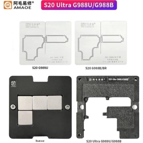 Amaoe BGA Reballing Stencill Middle Layer Planting Platform For SAMSUNG S20 G988U/G988B Ultra Template Magnet Positioning Base