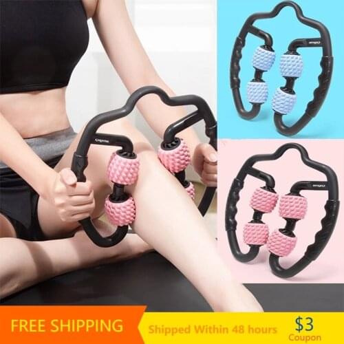 U Shape Trigger Point Massage Roller for Arm Leg Neck Muscle Tissue Fitness Home Gym Yoga Pilates Sports Massage roller 4 Wheel