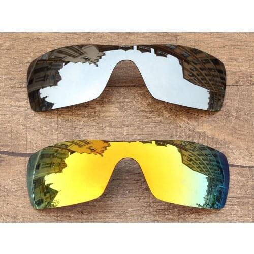 Vonxyz 2 Pieces Chrome Mirror & Ruby Mirror Polarized Replacement Lenses for-Oakley Batwolf Frame