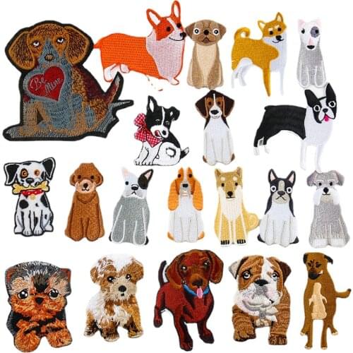 Wild Animals Patches Embroidery for Clothes Iron on Appliques Stickers Embroidered Badges Dog Wolf Tiger Bear Patch for Jeans