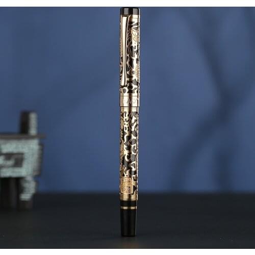 High Quality JINHAO 5000 Dragon Ballpoint Pen Luxury Executive Ball Pen Golden openwork Black ink pen Office Supplies caneta