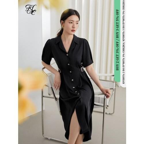 FANSILANEN Office Lady Black Wine Red French Retro Suit Dress Women Summer 2021 New Waist Puff Sleeve High Waist Long Skirt