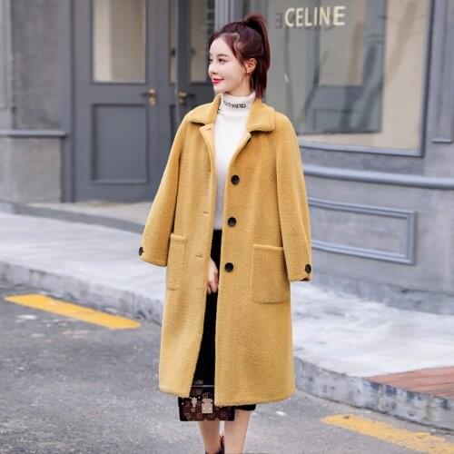 100% Wool Fur Coats Female Real Sheep Shearling Jacket Womens New Winter Mid-length Coat Plus Size Abrigos Mujer Invierno Wxl17