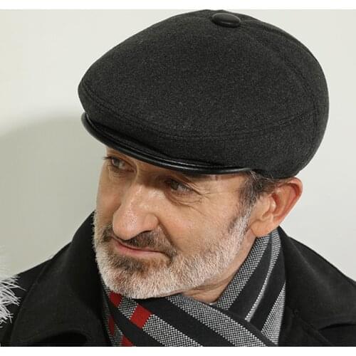 Winter Newsboy Hat With Earflaps Beret Dad Hat Winter Warm Hats for Old Men Flat Cap Middle-aged and Elderly Hat
